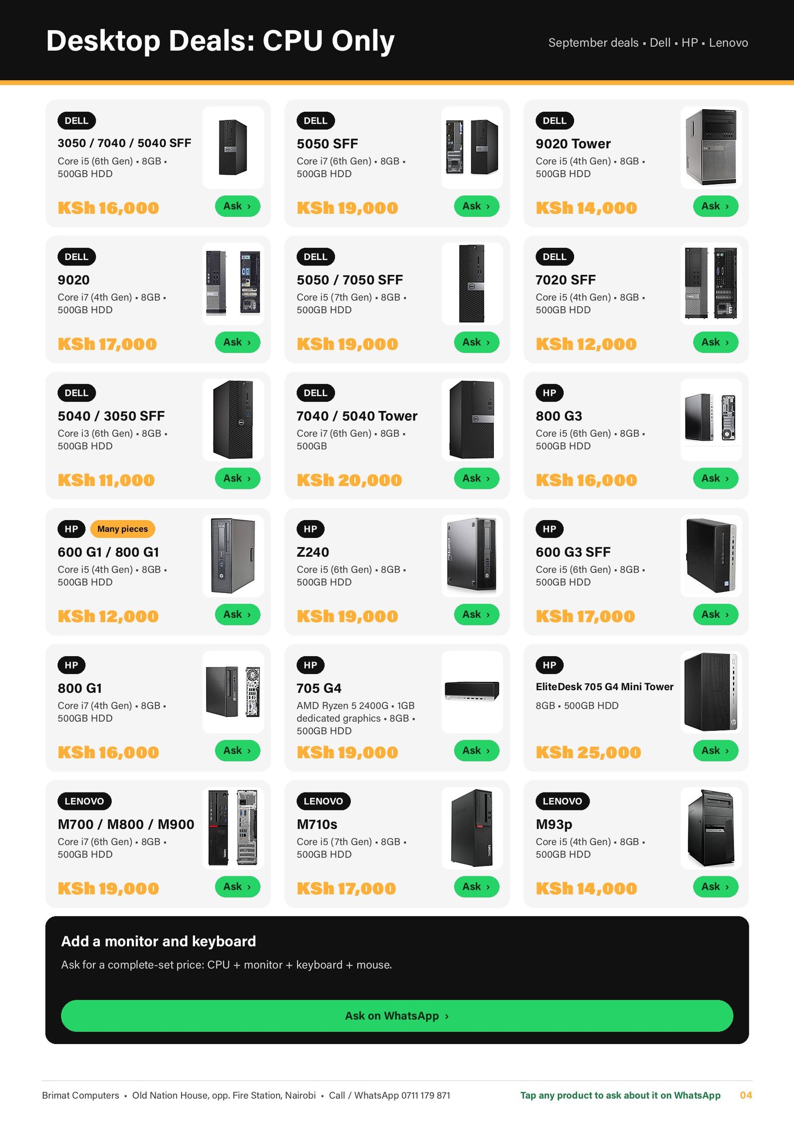 Desktop PCs, September deals, CPU only